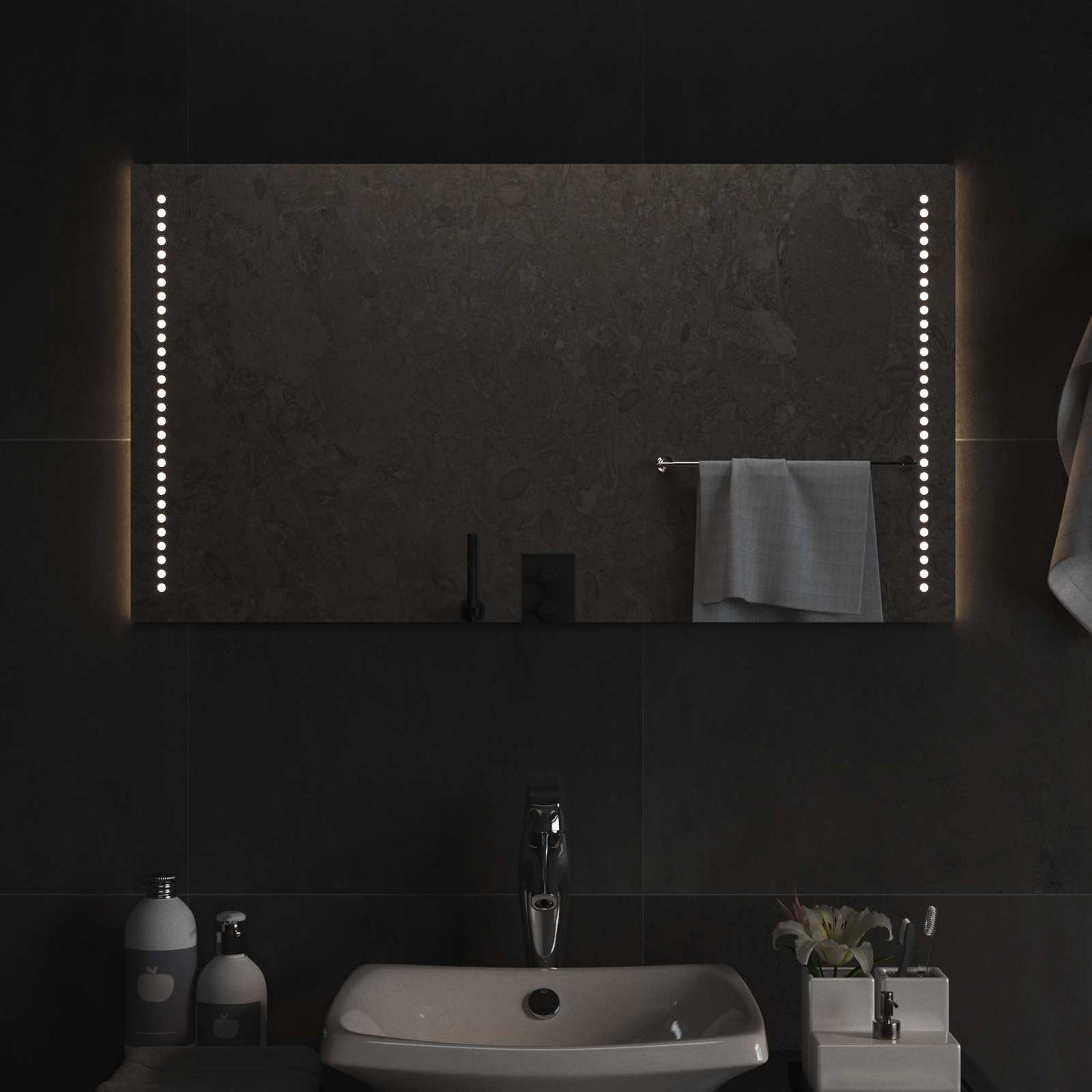 LED Bathroom Mirror Transparent 50 x 90 cm Tempered Glass