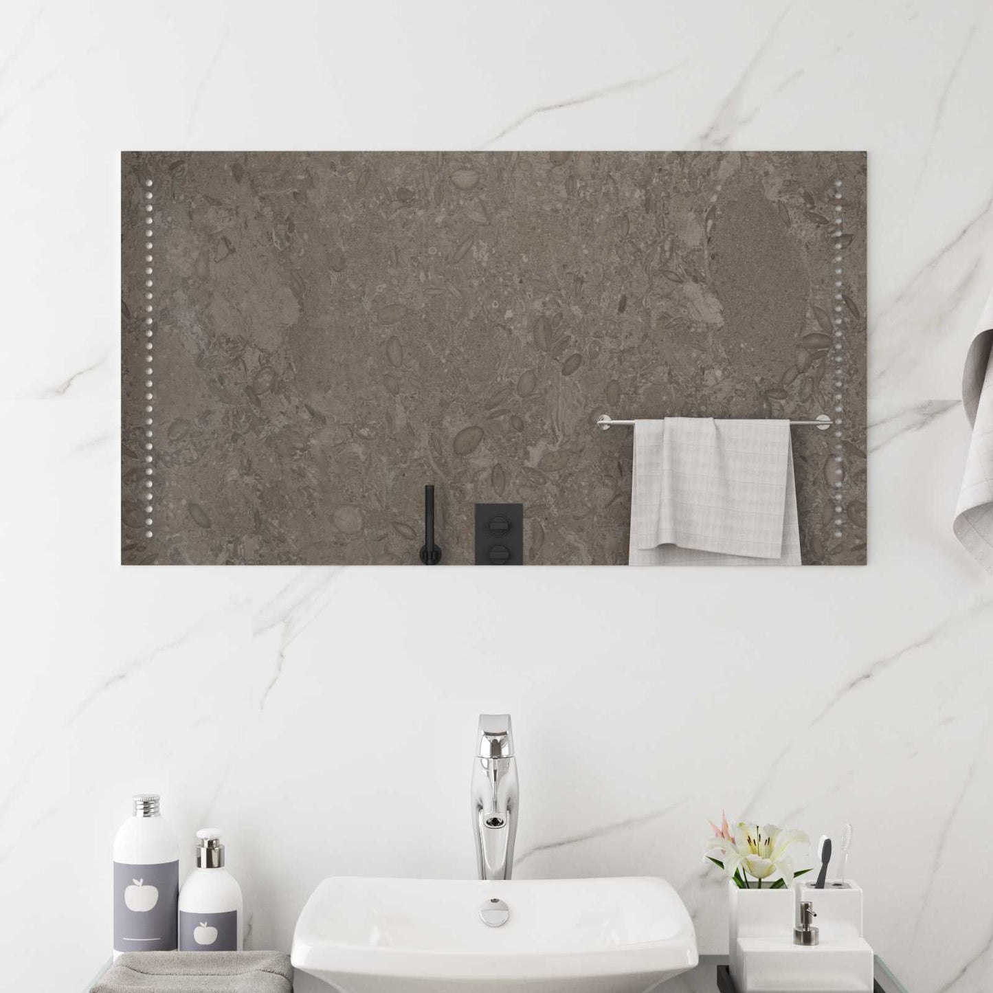 LED Bathroom Mirror Transparent 50 x 90 cm Tempered Glass