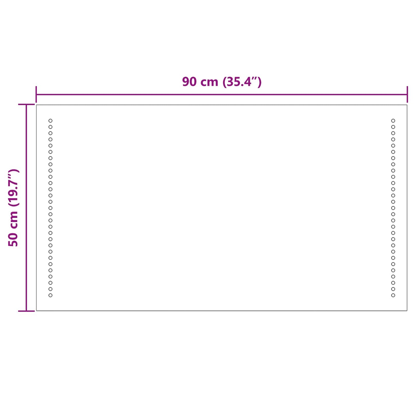 LED Bathroom Mirror Transparent 50 x 90 cm Tempered Glass