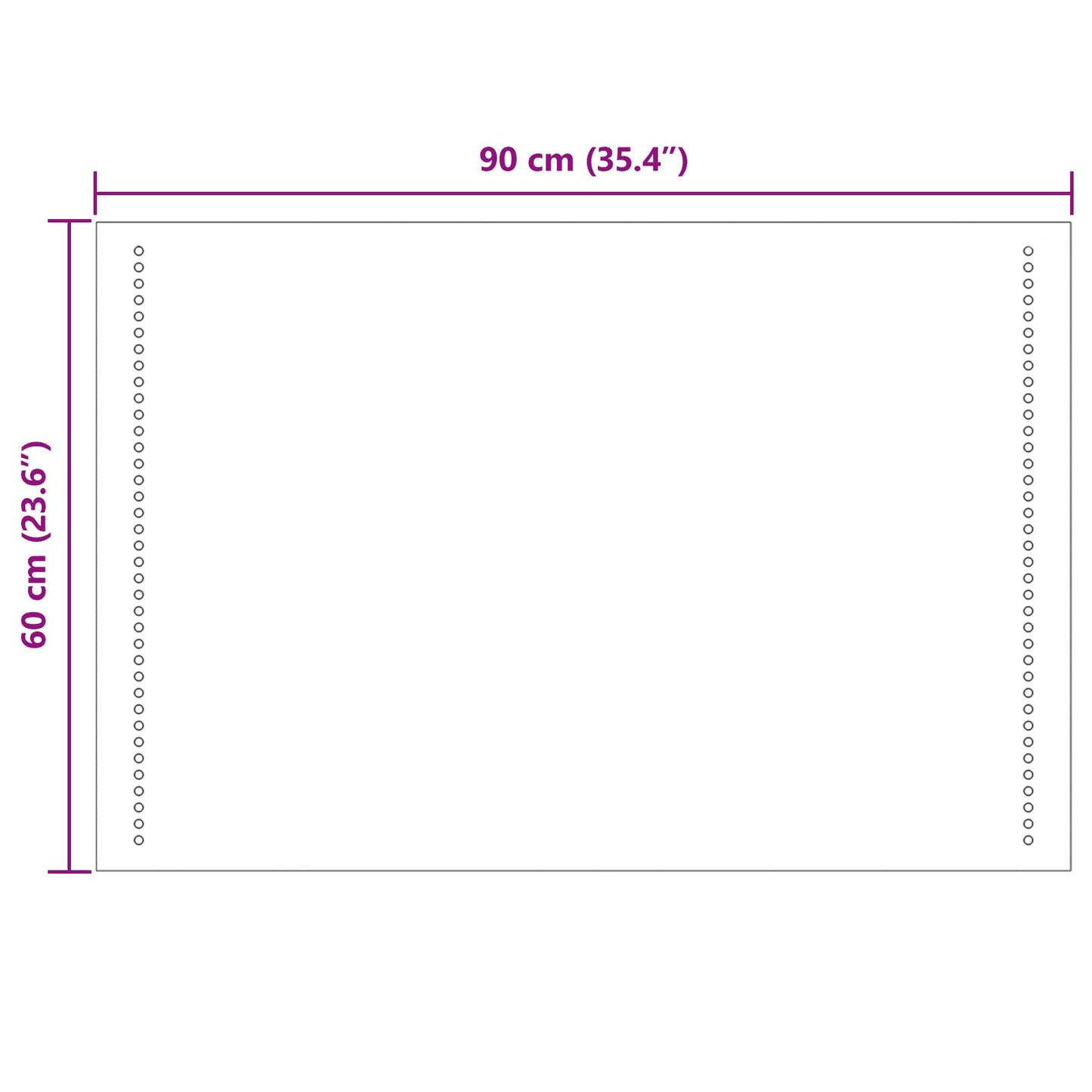 LED Bathroom Mirror Transparent 60 x 90 cm Tempered Glass