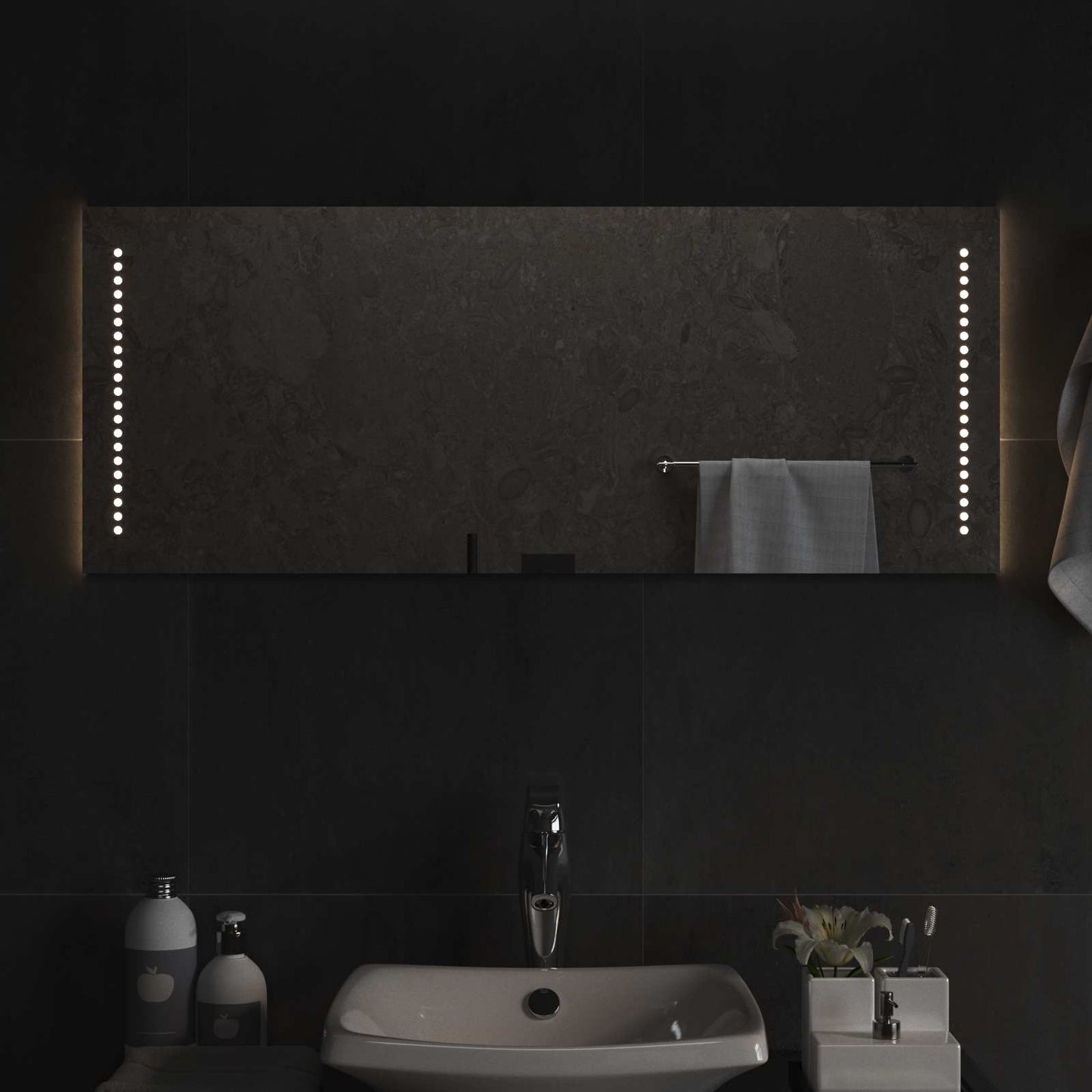 LED Bathroom Mirror Transparent 40 x 10 cm Tempered Glass