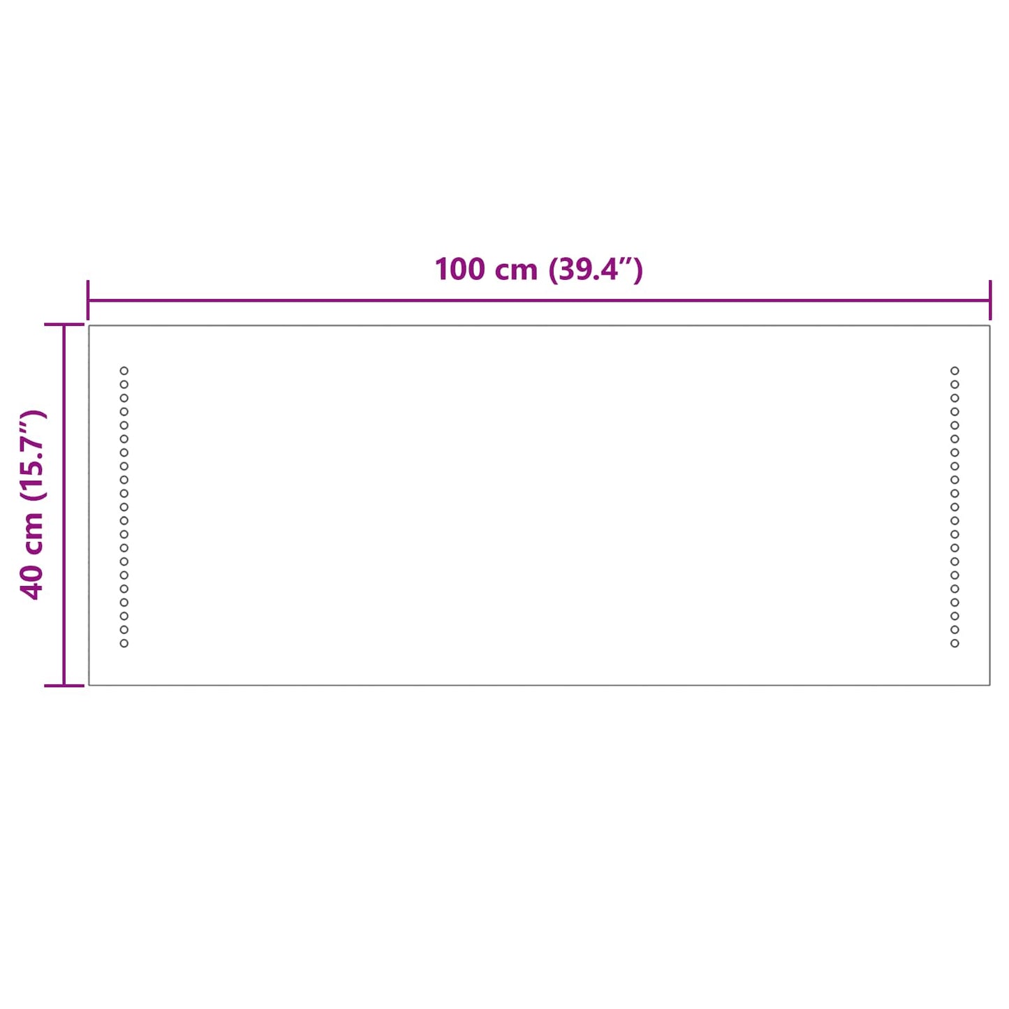 LED Bathroom Mirror Transparent 40 x 10 cm Tempered Glass