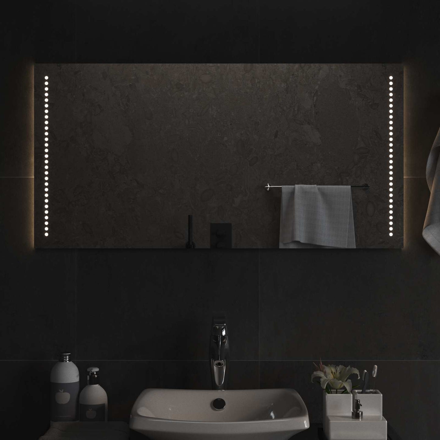 LED Bathroom Mirror Transparent 50 x 10 cm Tempered Glass
