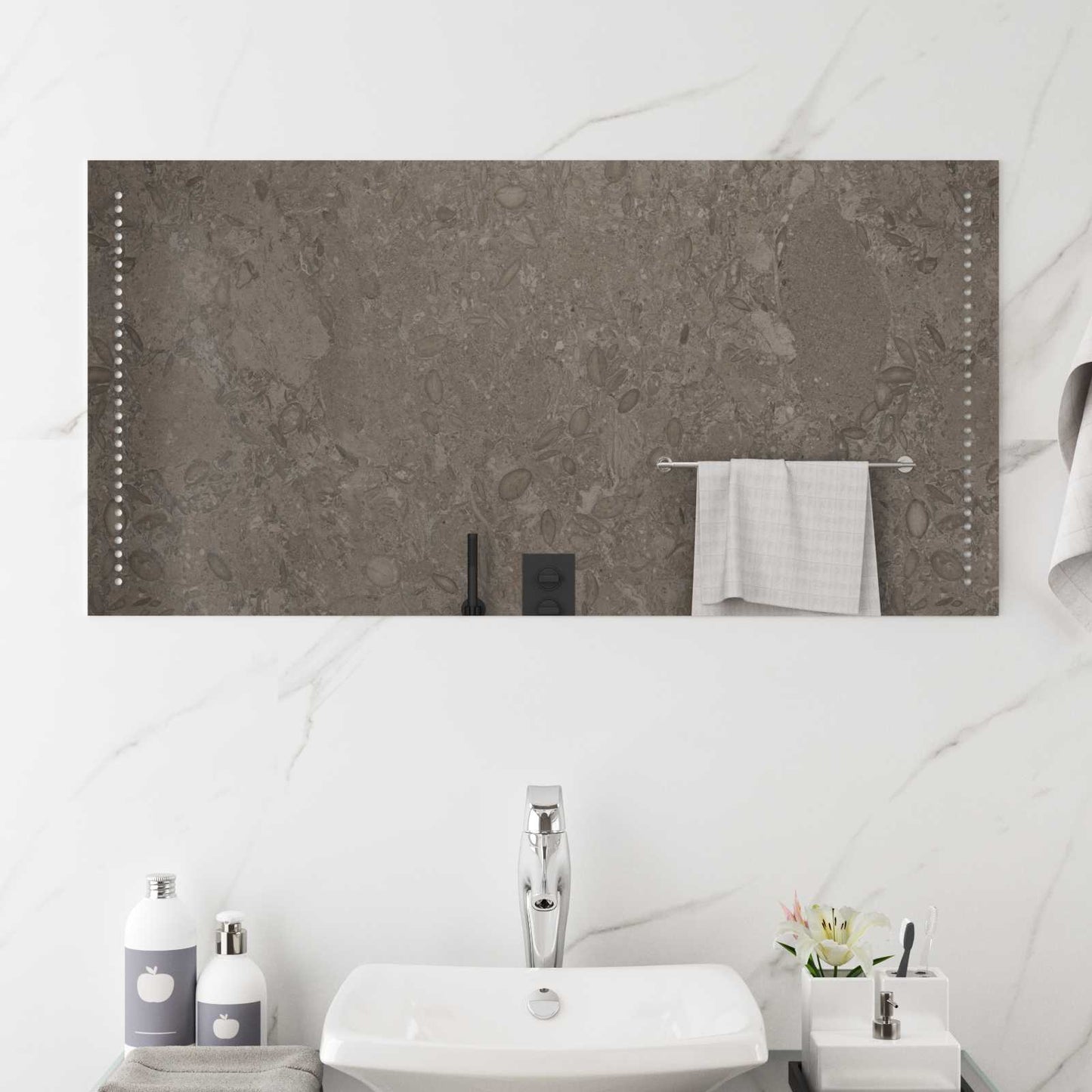LED Bathroom Mirror Transparent 50 x 10 cm Tempered Glass
