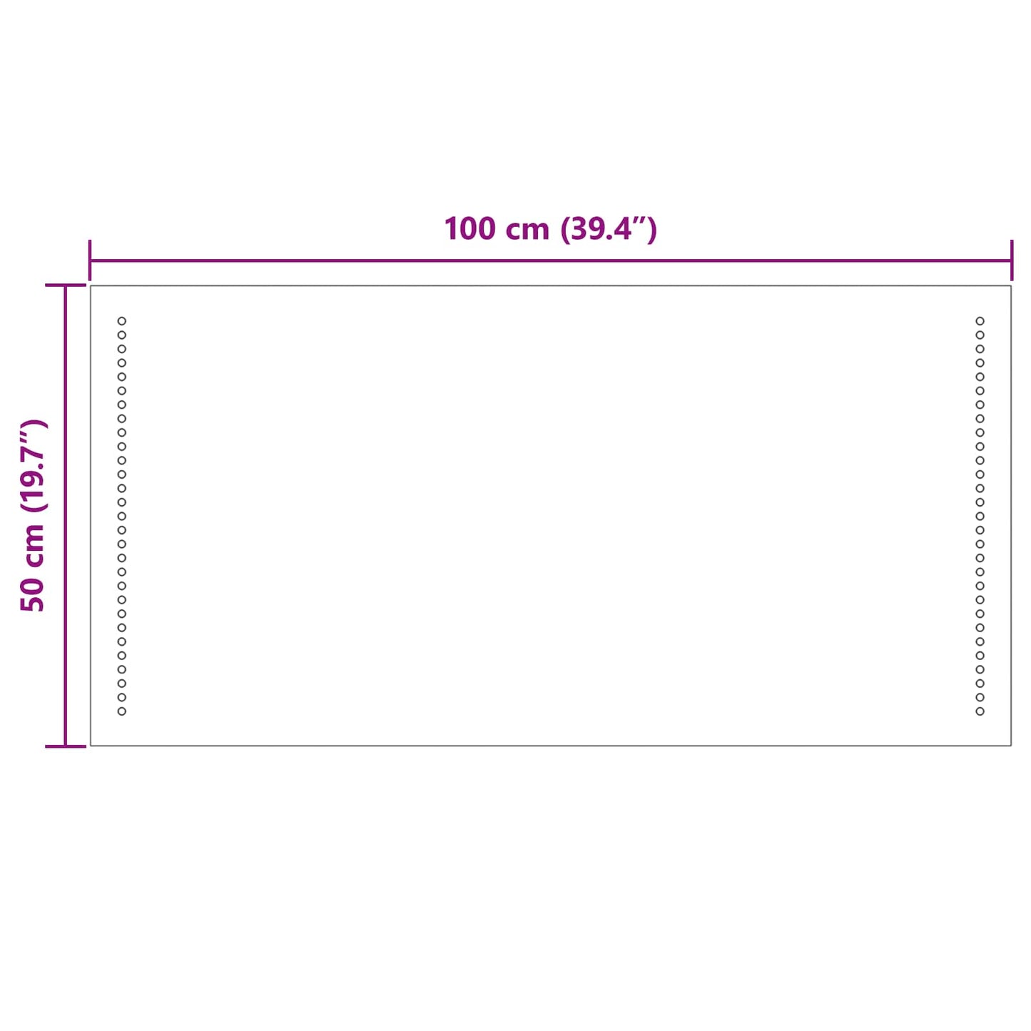 LED Bathroom Mirror Transparent 50 x 10 cm Tempered Glass