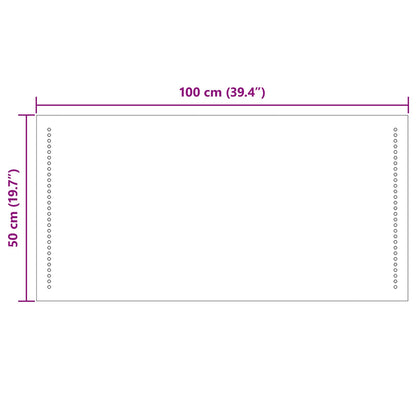 LED Bathroom Mirror Transparent 50 x 10 cm Tempered Glass