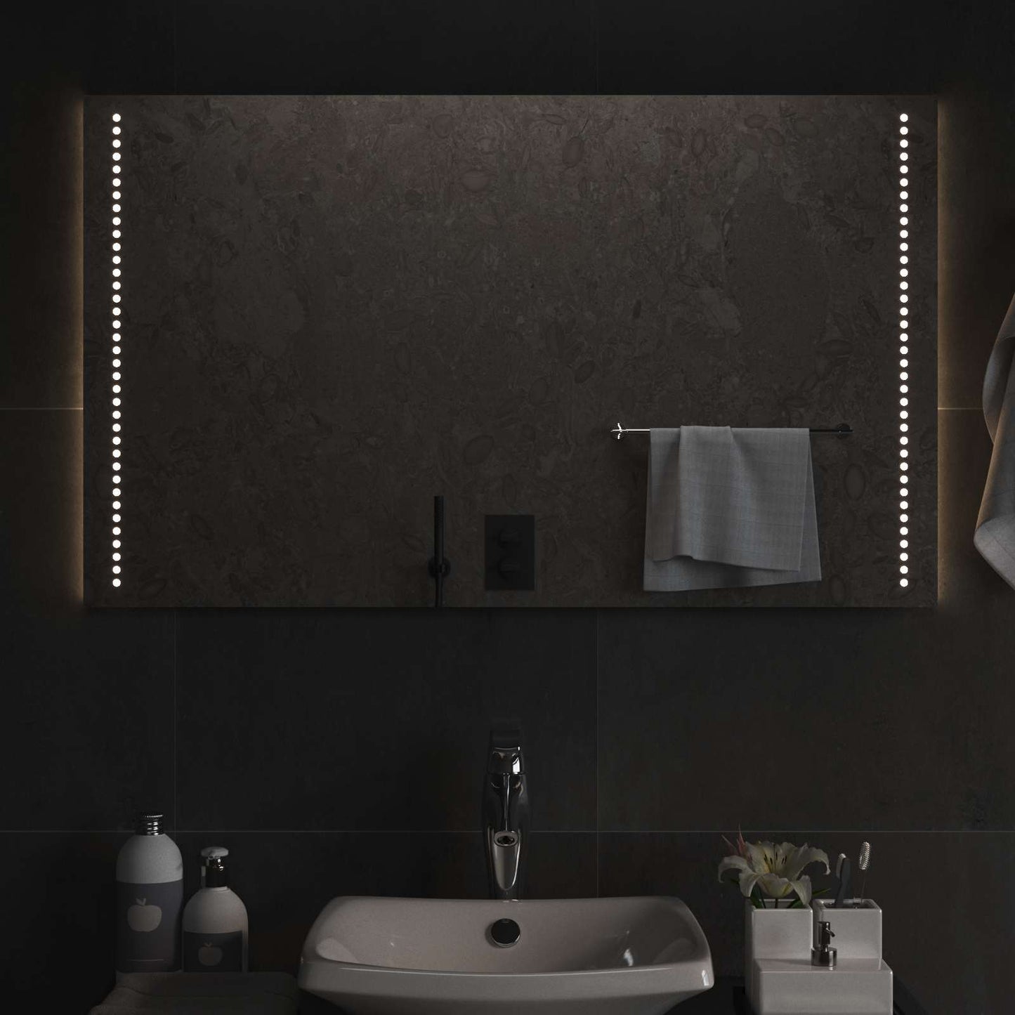 LED Bathroom Mirror Transparent 60 x 10 cm Tempered Glass
