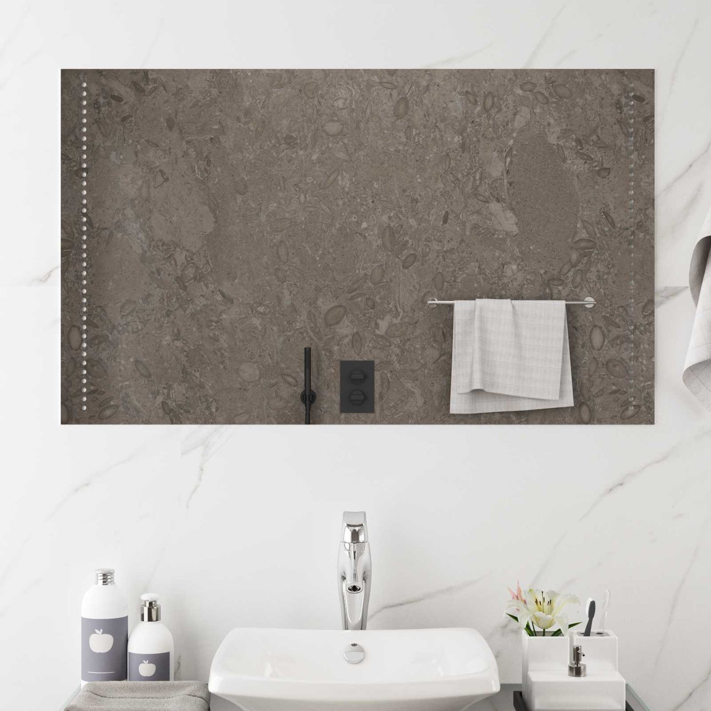 LED Bathroom Mirror Transparent 60 x 10 cm Tempered Glass