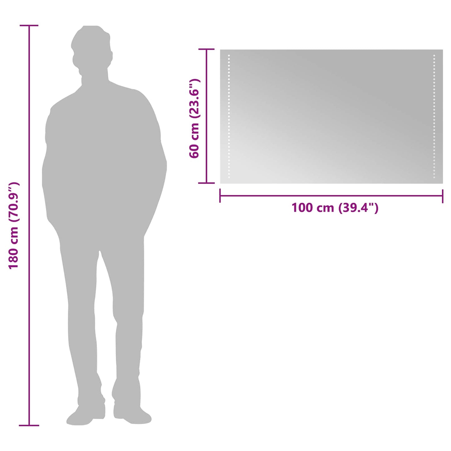 LED Bathroom Mirror Transparent 60 x 10 cm Tempered Glass
