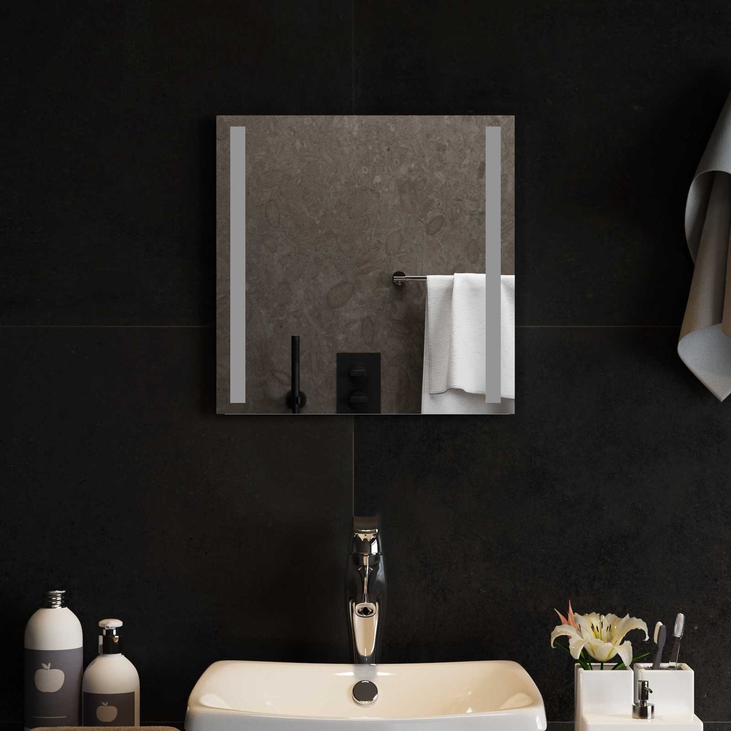LED Bathroom Mirror Transparent 40 x 40 cm Tempered Glass
