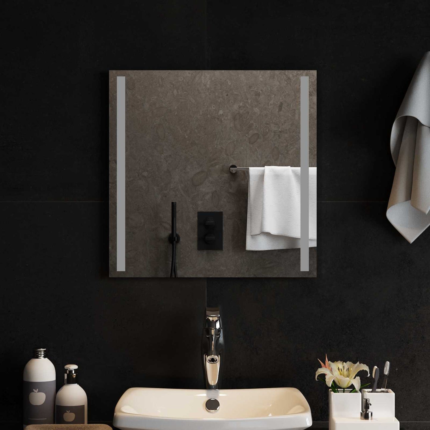 LED Bathroom Mirror Transparent 50 x 50 cm Tempered Glass