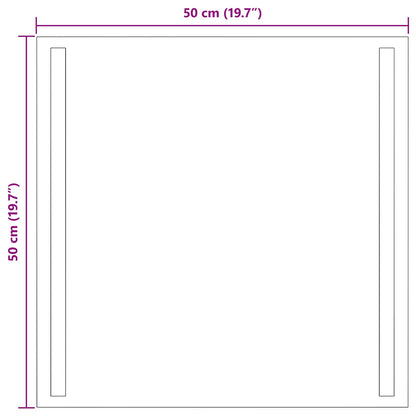 LED Bathroom Mirror Transparent 50 x 50 cm Tempered Glass