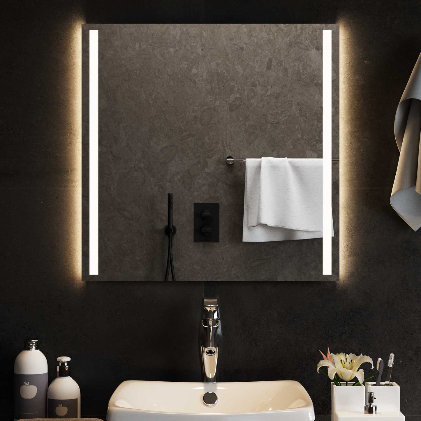 LED Bathroom Mirror Transparent 60 x 60 cm Tempered Glass