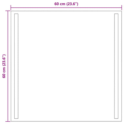 LED Bathroom Mirror Transparent 60 x 60 cm Tempered Glass