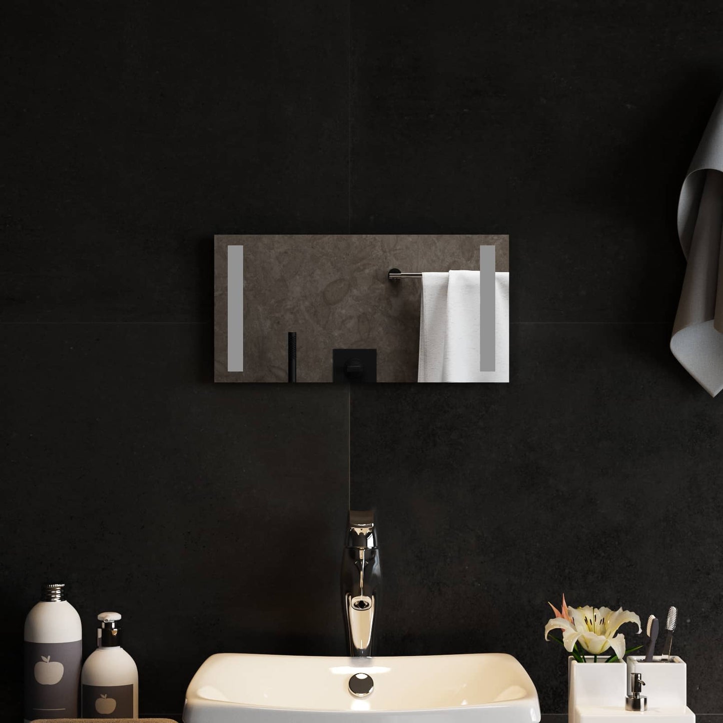 LED Bathroom Mirror Transparent 40 x 20 cm Tempered Glass