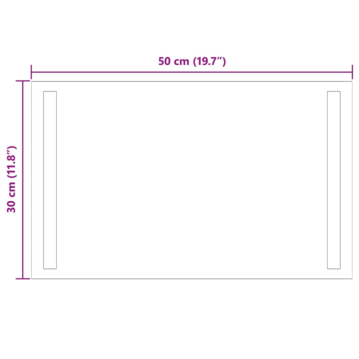 LED Bathroom Mirror Transparent 50 x 30 cm Tempered Glass