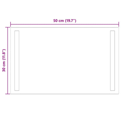 LED Bathroom Mirror Transparent 50 x 30 cm Tempered Glass