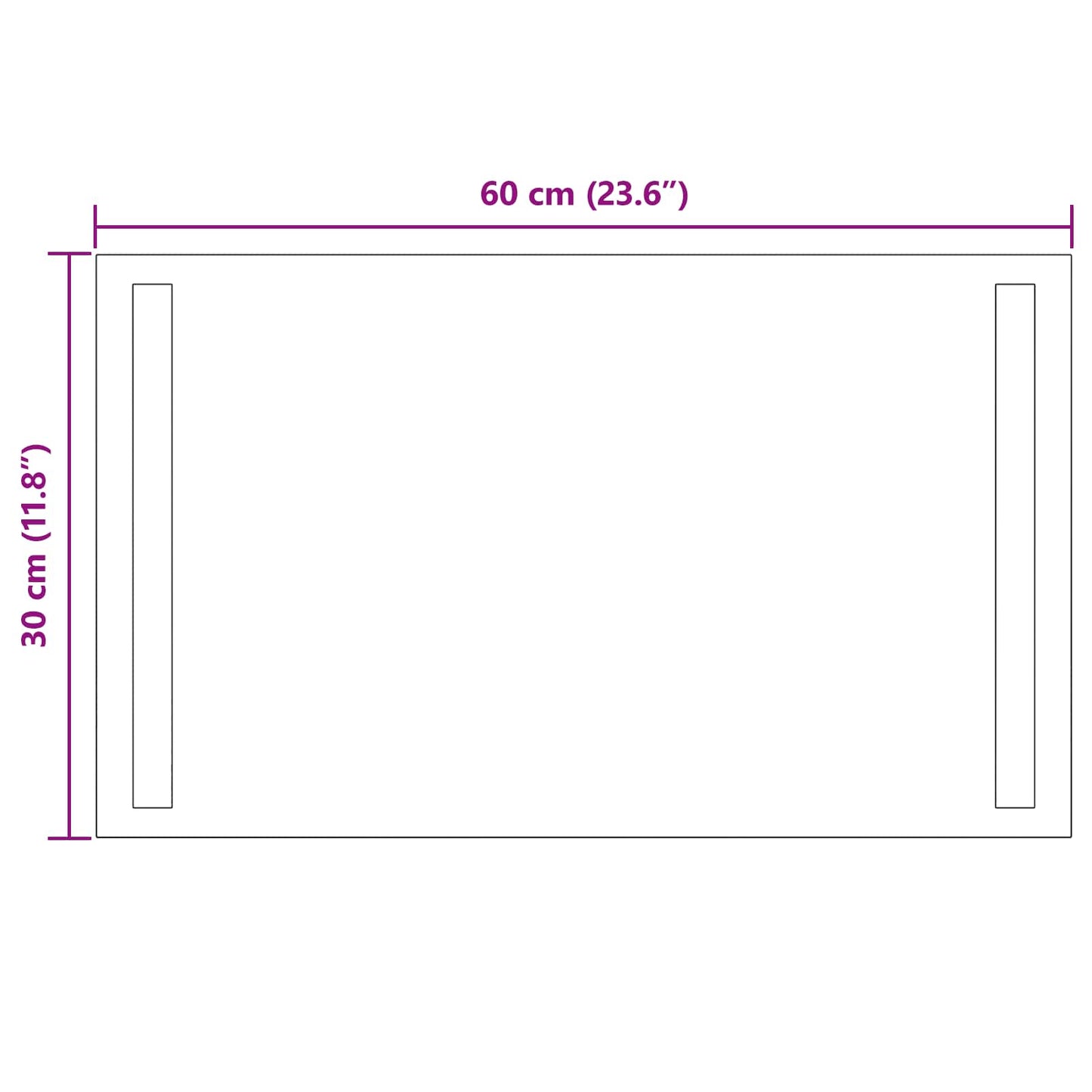 LED Bathroom Mirror Transparent 60 x 30 cm Tempered Glass