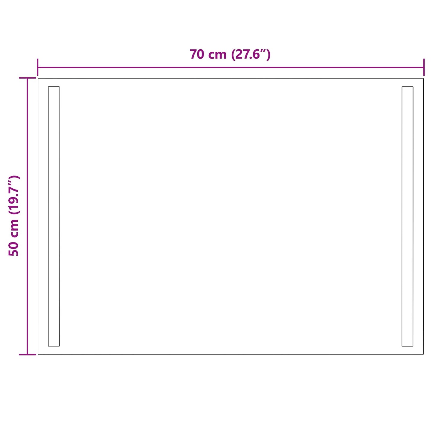 LED Bathroom Mirror Transparent 70 x 50 cm Tempered Glass