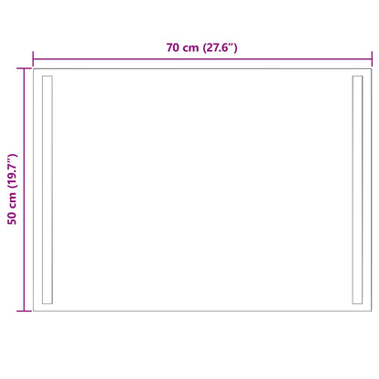 LED Bathroom Mirror Transparent 70 x 50 cm Tempered Glass