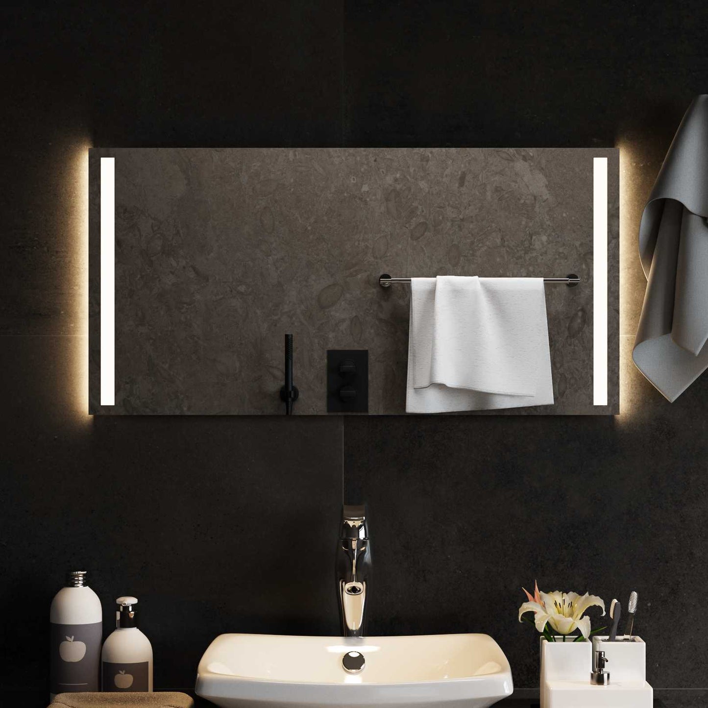 LED Bathroom Mirror Transparent 80 x 40 cm Tempered Glass