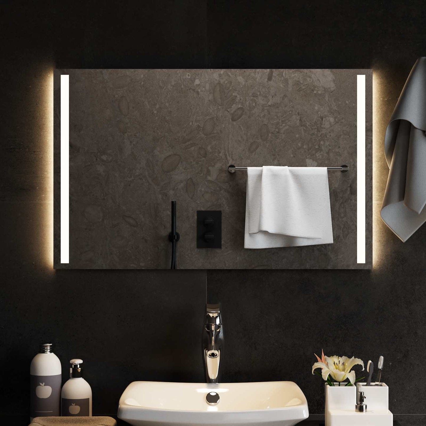 LED Bathroom Mirror Transparent 80 x 50 cm Tempered Glass