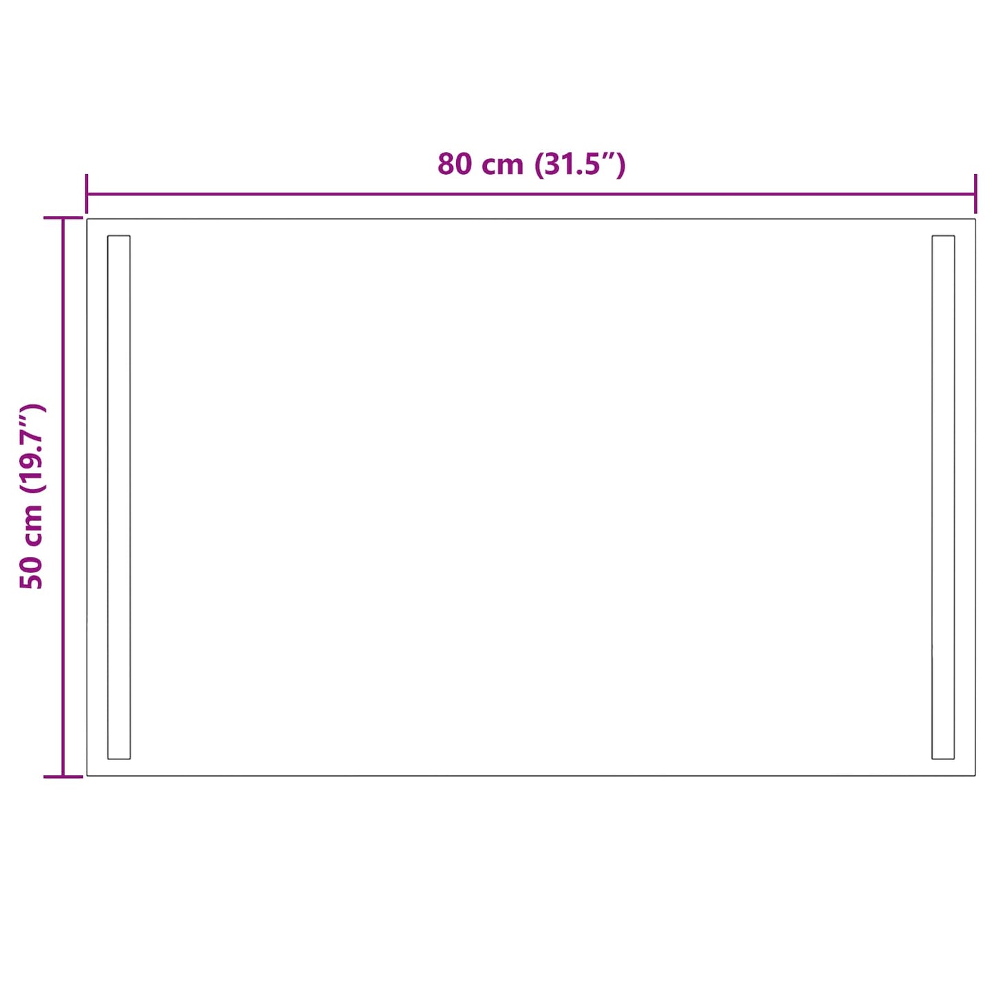 LED Bathroom Mirror Transparent 80 x 50 cm Tempered Glass