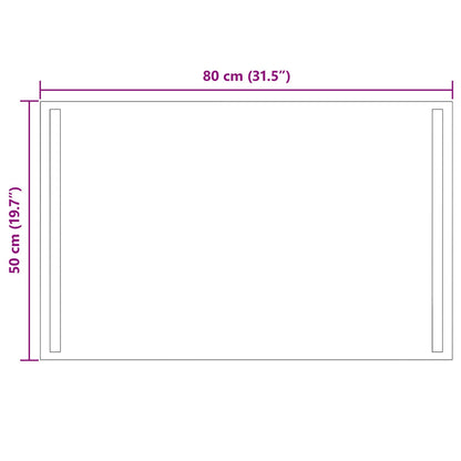 LED Bathroom Mirror Transparent 80 x 50 cm Tempered Glass