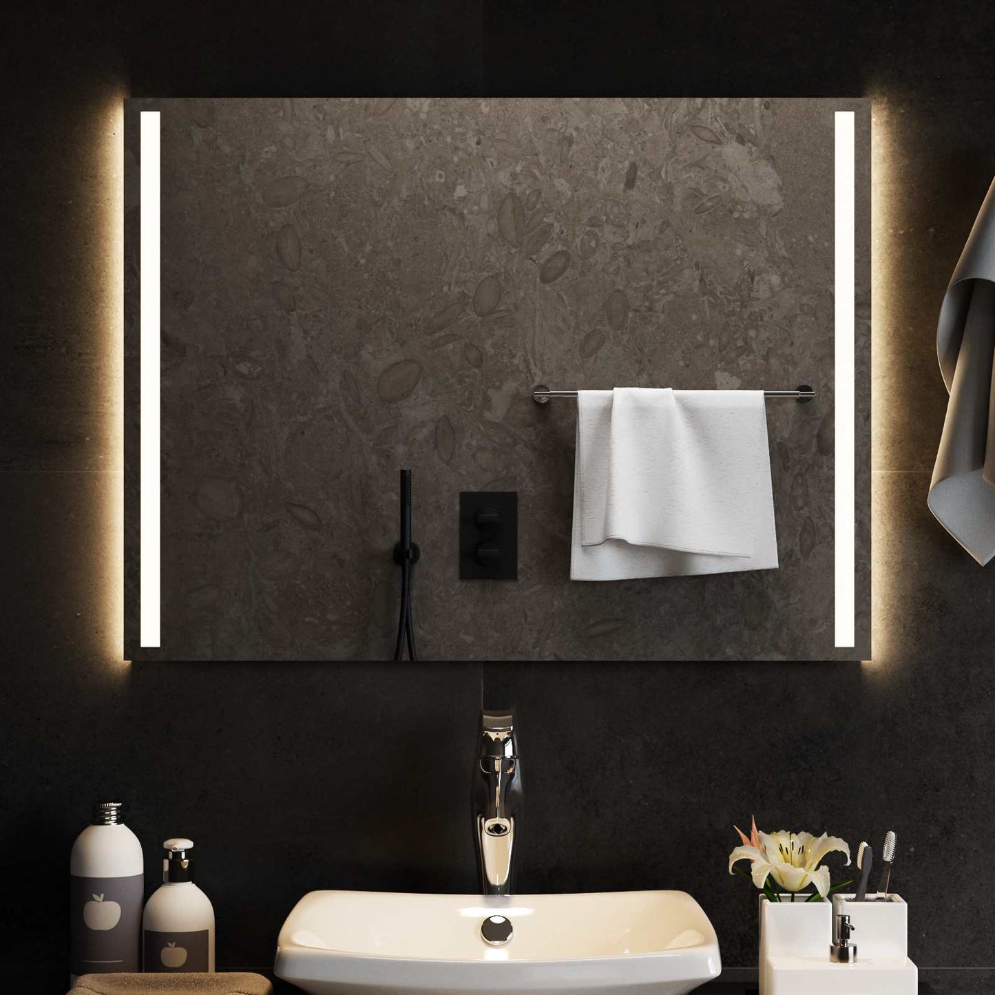 LED Bathroom Mirror Transparent 80 x 60 cm Tempered Glass