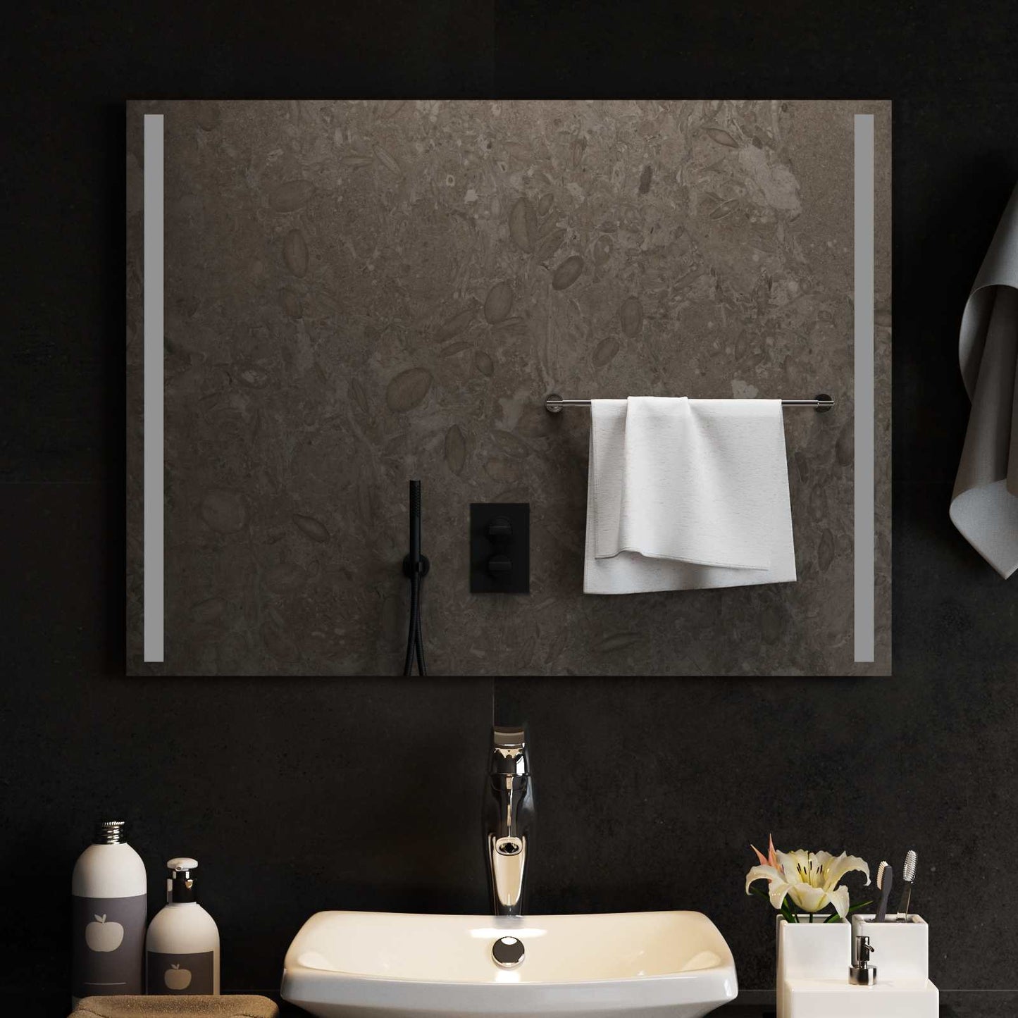 LED Bathroom Mirror Transparent 80 x 60 cm Tempered Glass