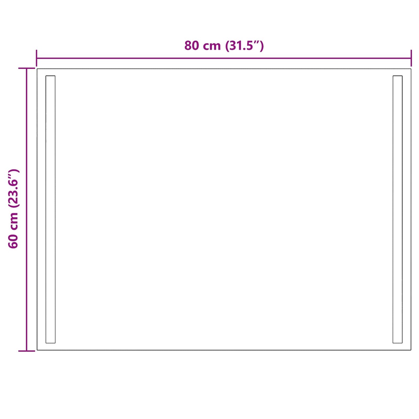 LED Bathroom Mirror Transparent 80 x 60 cm Tempered Glass