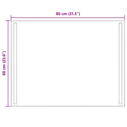 LED Bathroom Mirror Transparent 80 x 60 cm Tempered Glass