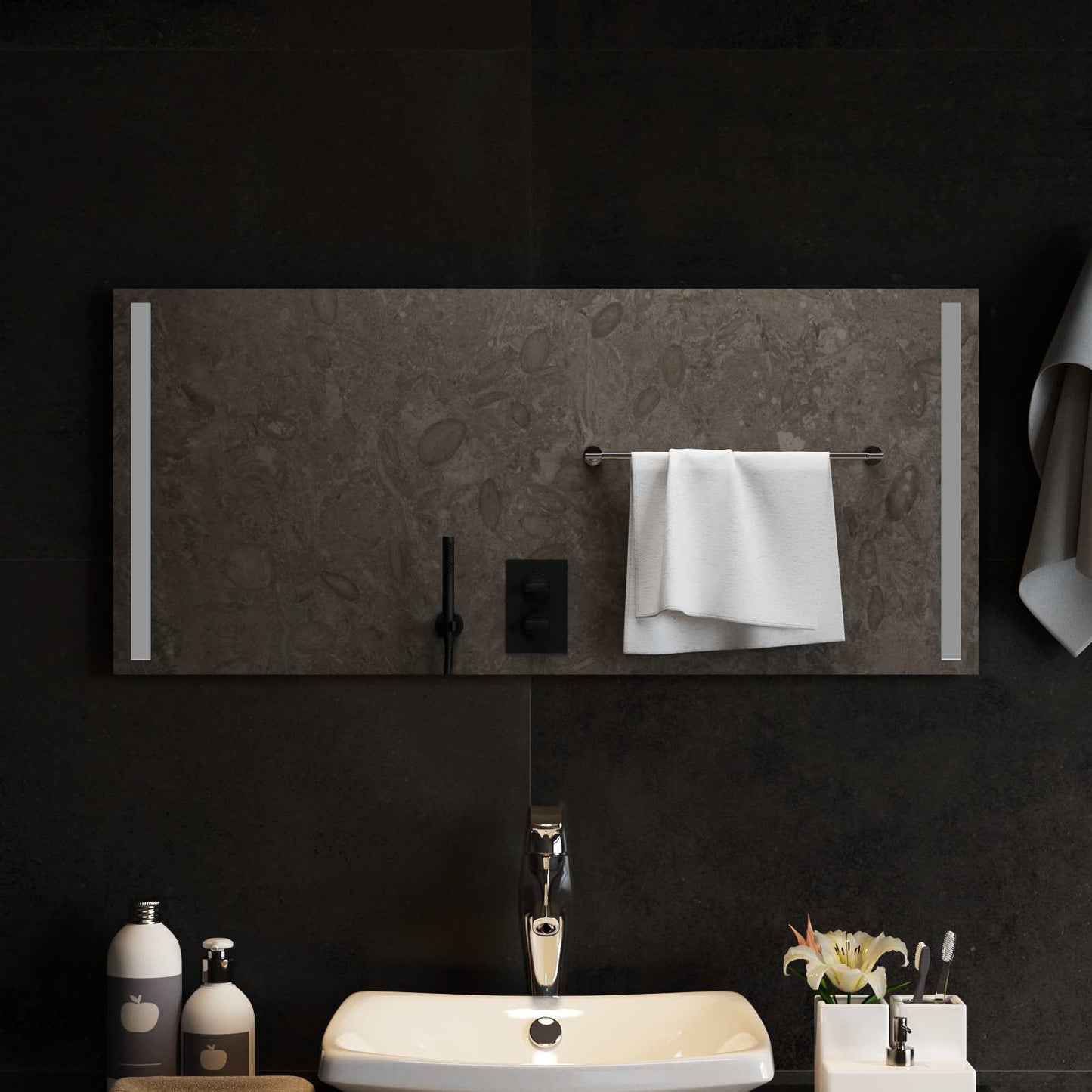 LED Bathroom Mirror Transparent 90 x 40 cm Tempered Glass