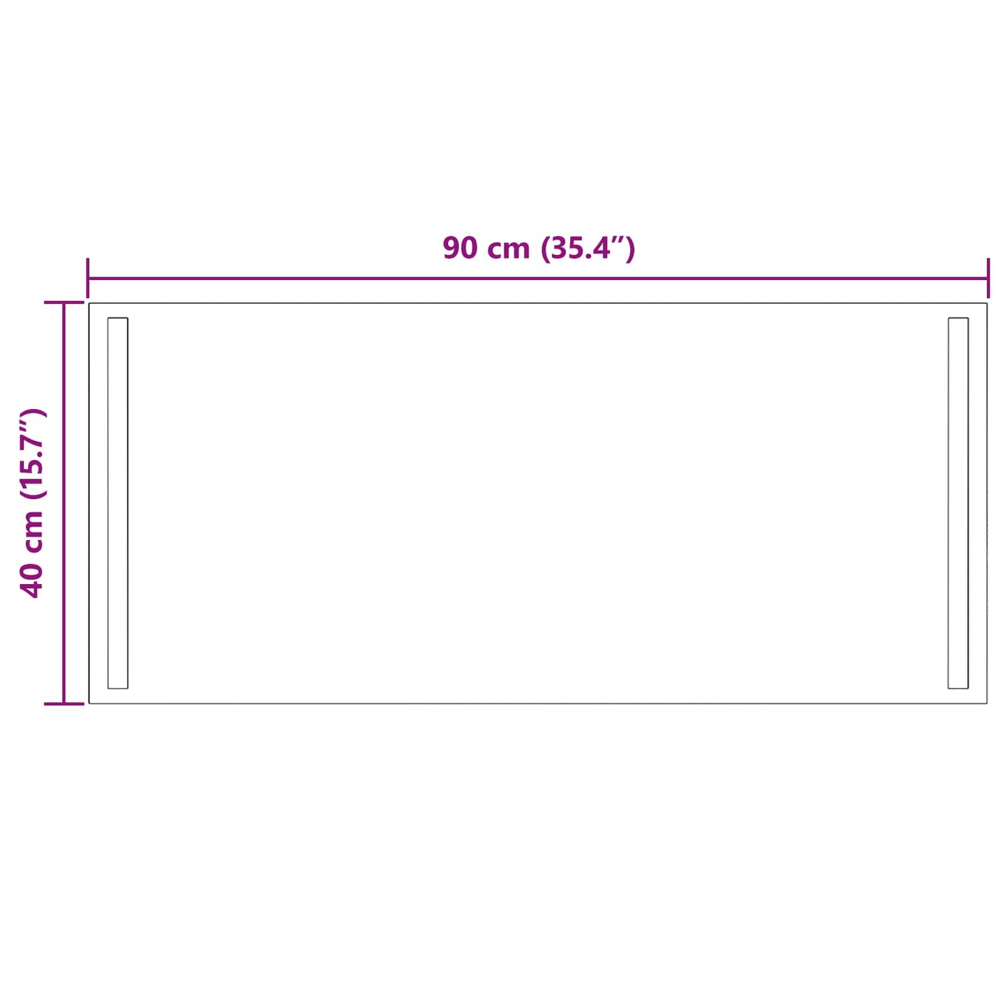 LED Bathroom Mirror Transparent 90 x 40 cm Tempered Glass