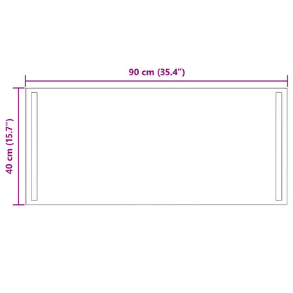 LED Bathroom Mirror Transparent 90 x 40 cm Tempered Glass
