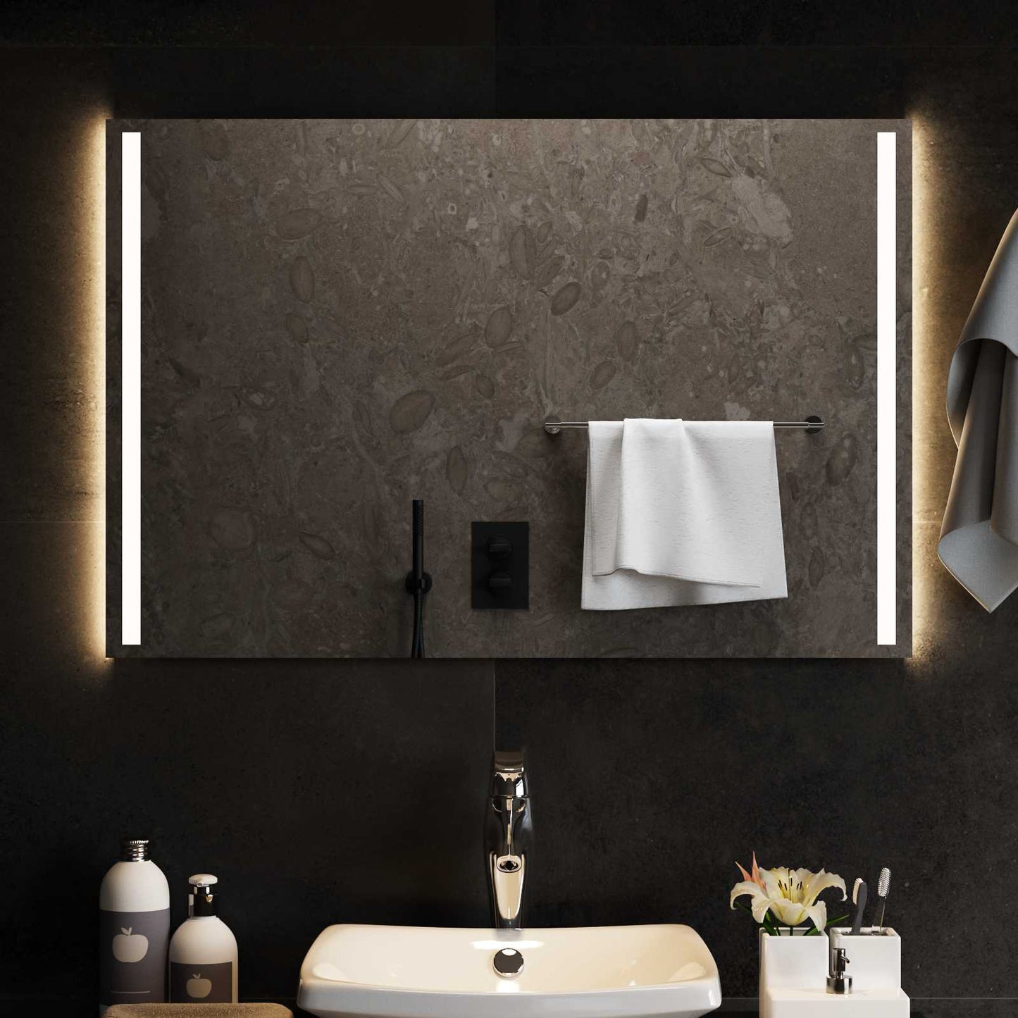LED Bathroom Mirror Transparent 90 x 60 cm Tempered Glass