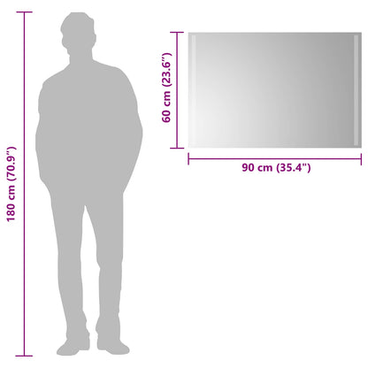 LED Bathroom Mirror Transparent 90 x 60 cm Tempered Glass