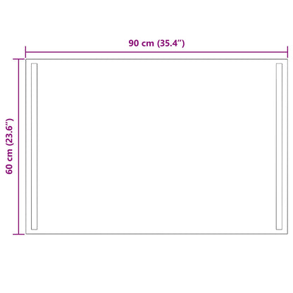 LED Bathroom Mirror Transparent 90 x 60 cm Tempered Glass