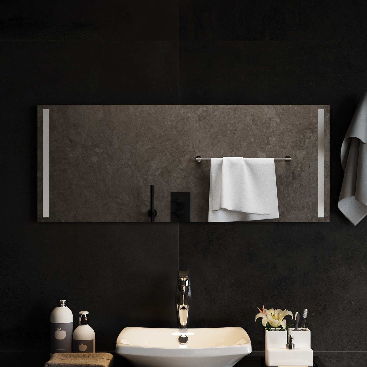 LED Bathroom Mirror Transparent 100 x 40 cm Tempered Glass