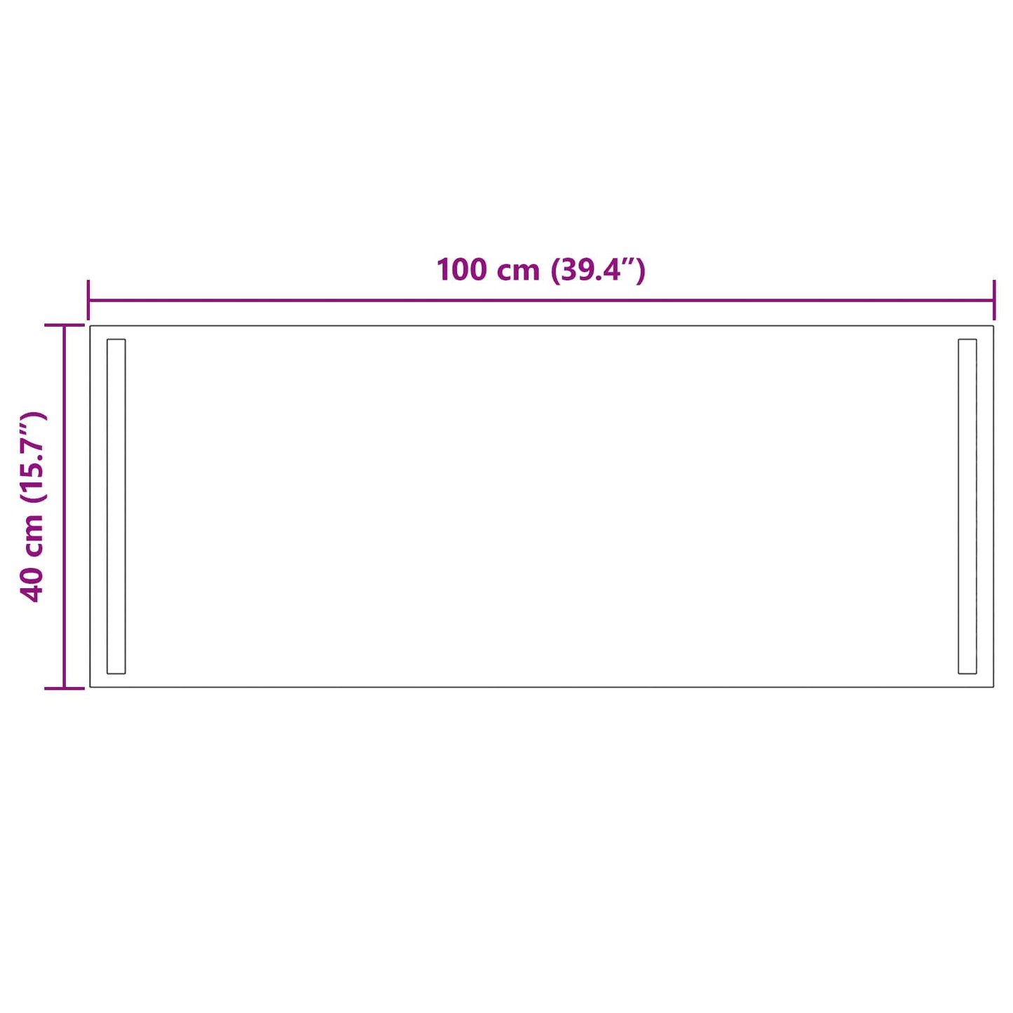 LED Bathroom Mirror Transparent 100 x 40 cm Tempered Glass