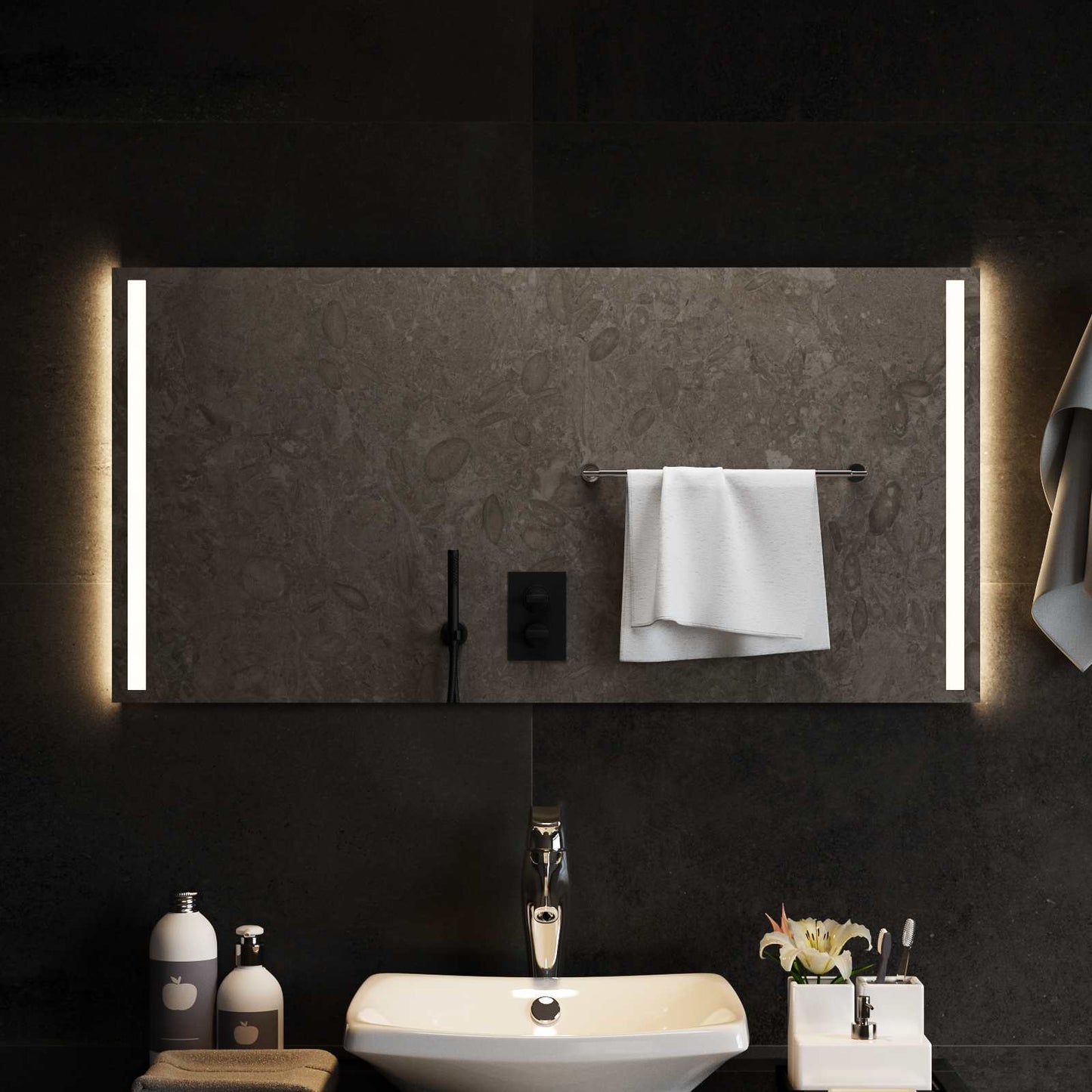 LED Bathroom Mirror Transparent 100 x 50 cm Tempered Glass