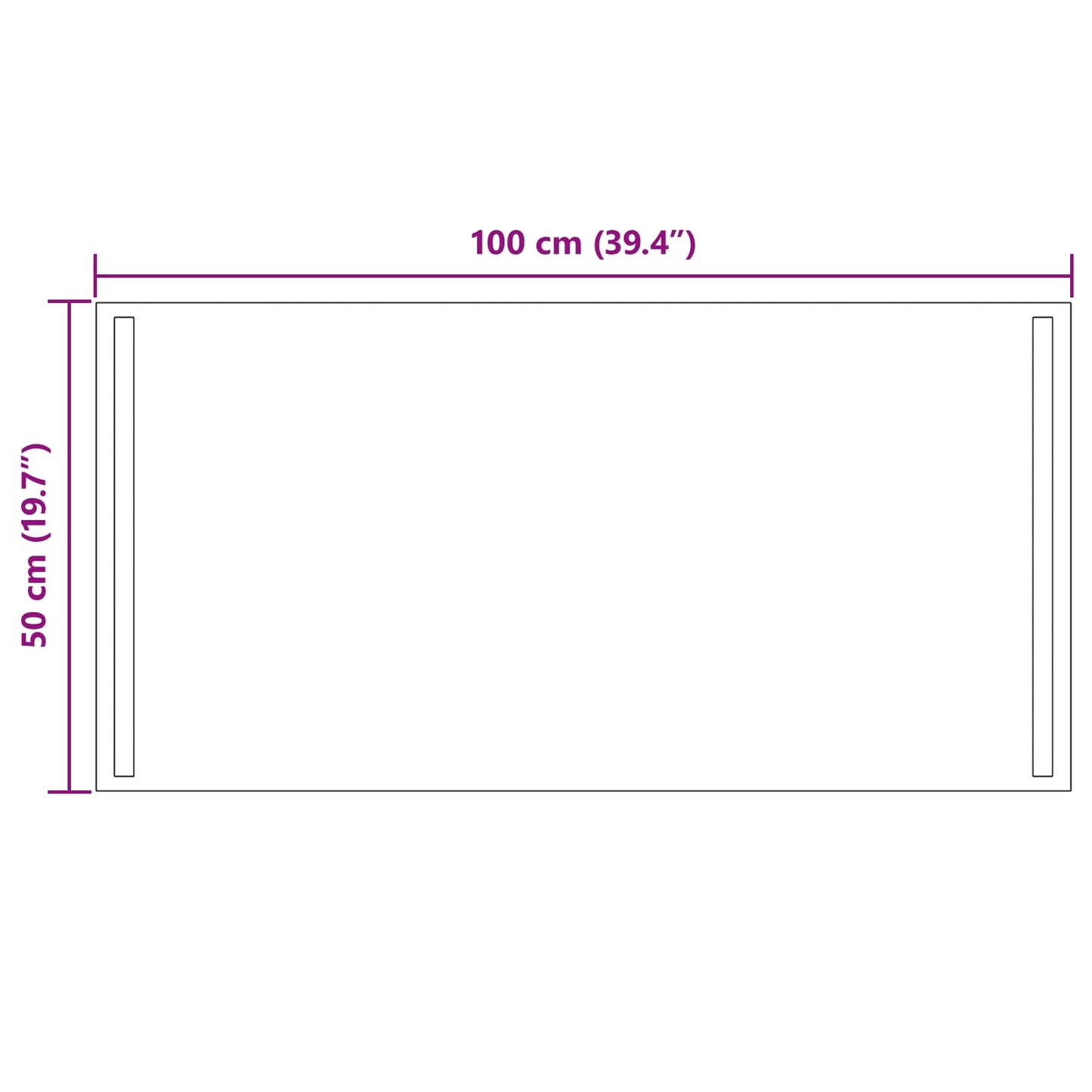 LED Bathroom Mirror Transparent 100 x 50 cm Tempered Glass
