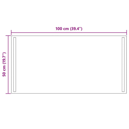 LED Bathroom Mirror Transparent 100 x 50 cm Tempered Glass