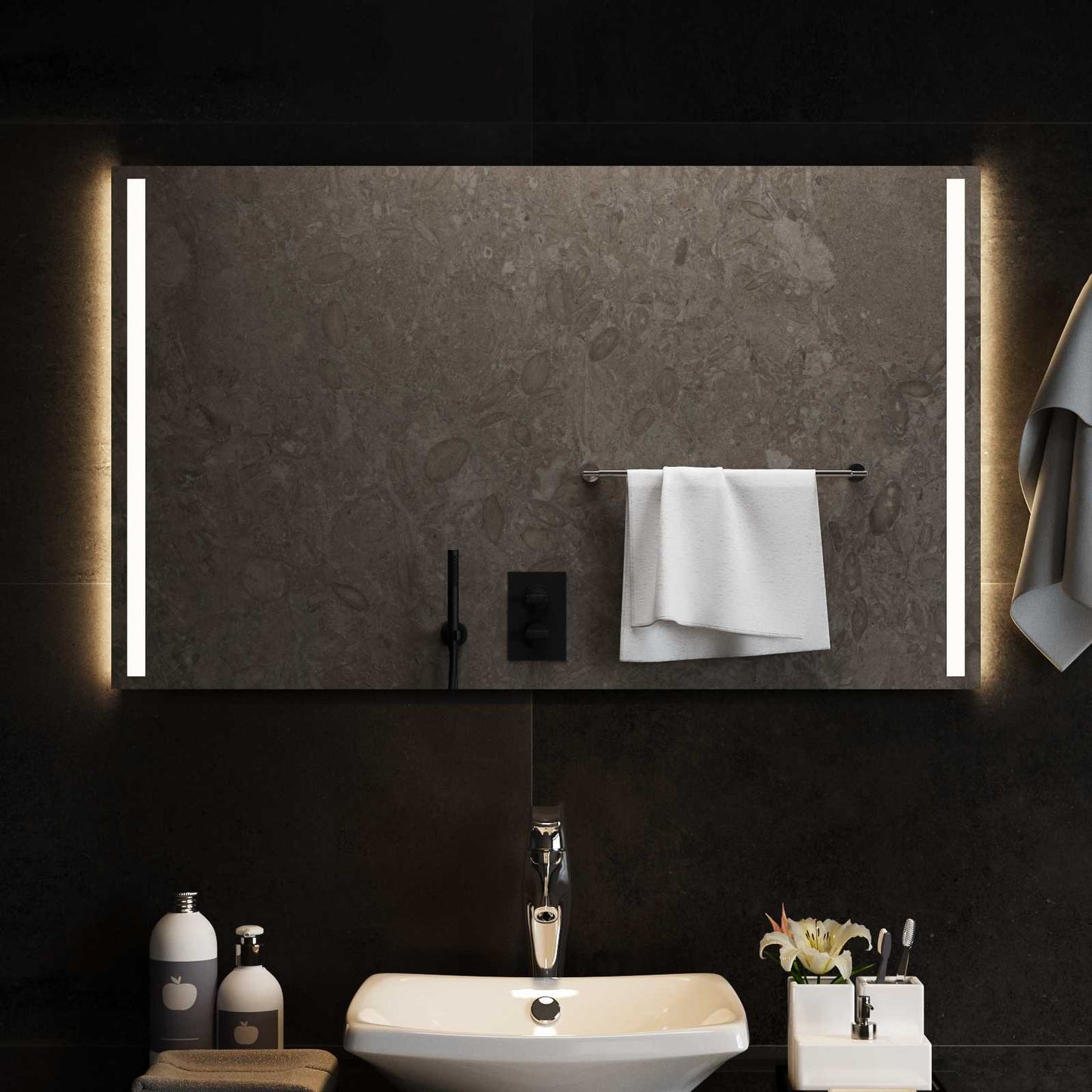 LED Bathroom Mirror Transparent 100 x 60 cm Tempered Glass