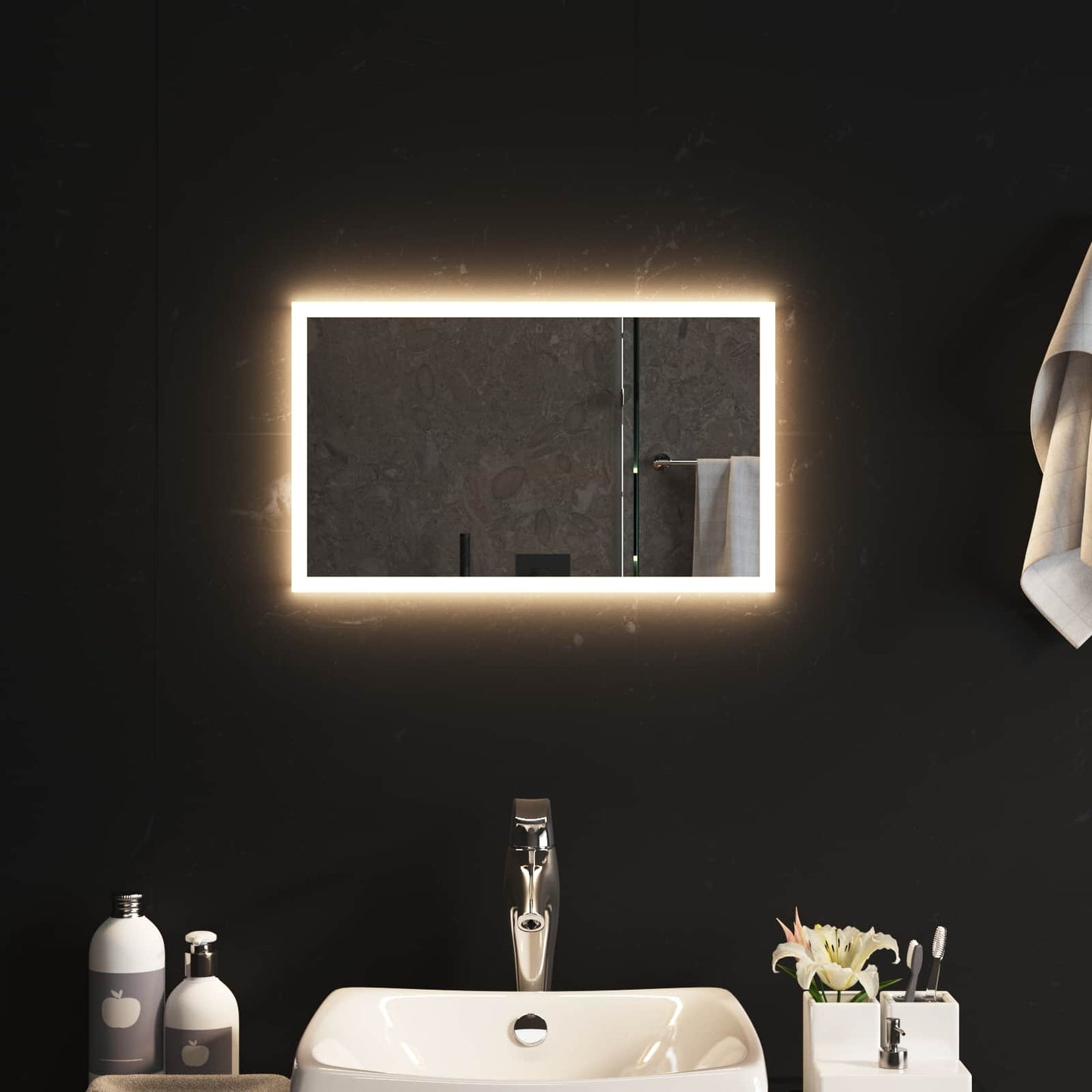 LED Bathroom Mirror Transparent 50 x 30 cm Tempered Glass
