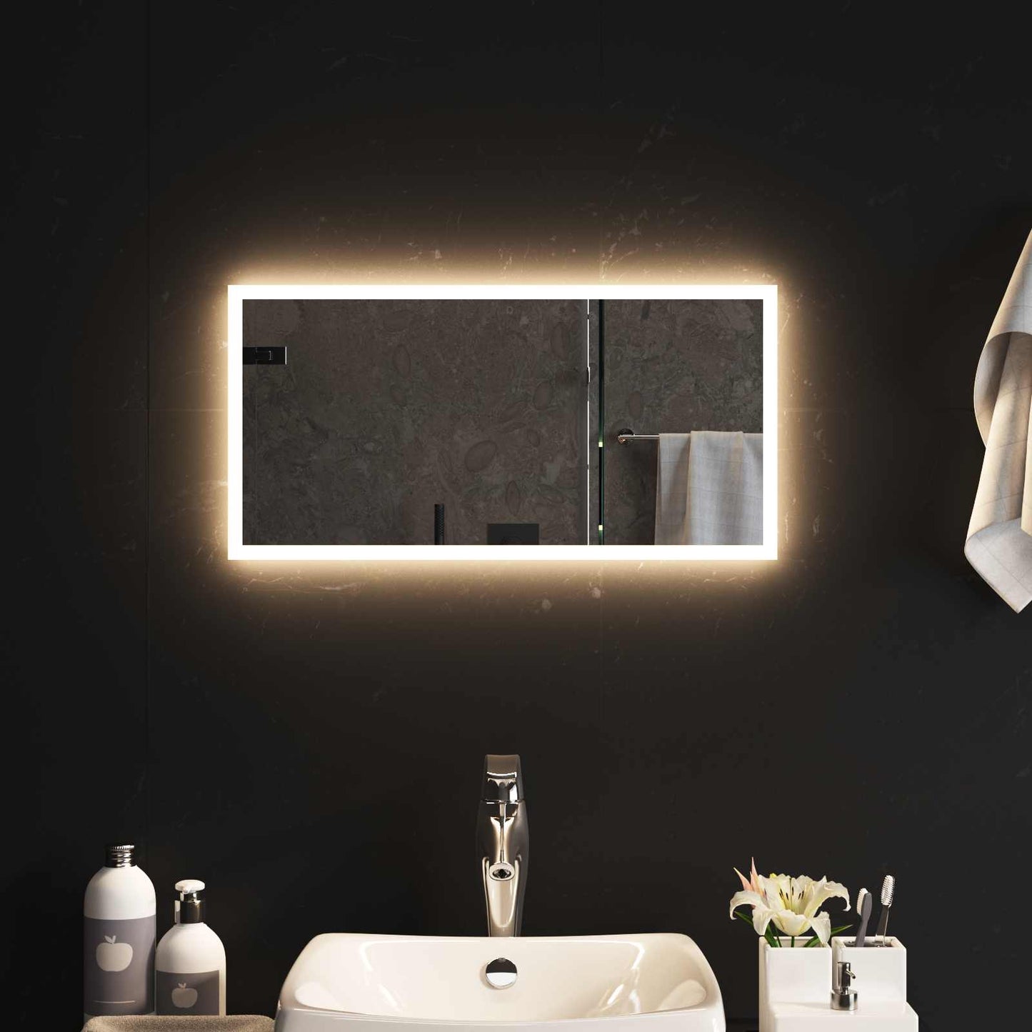 LED Bathroom Mirror Transparent 60 x 30 cm Tempered Glass