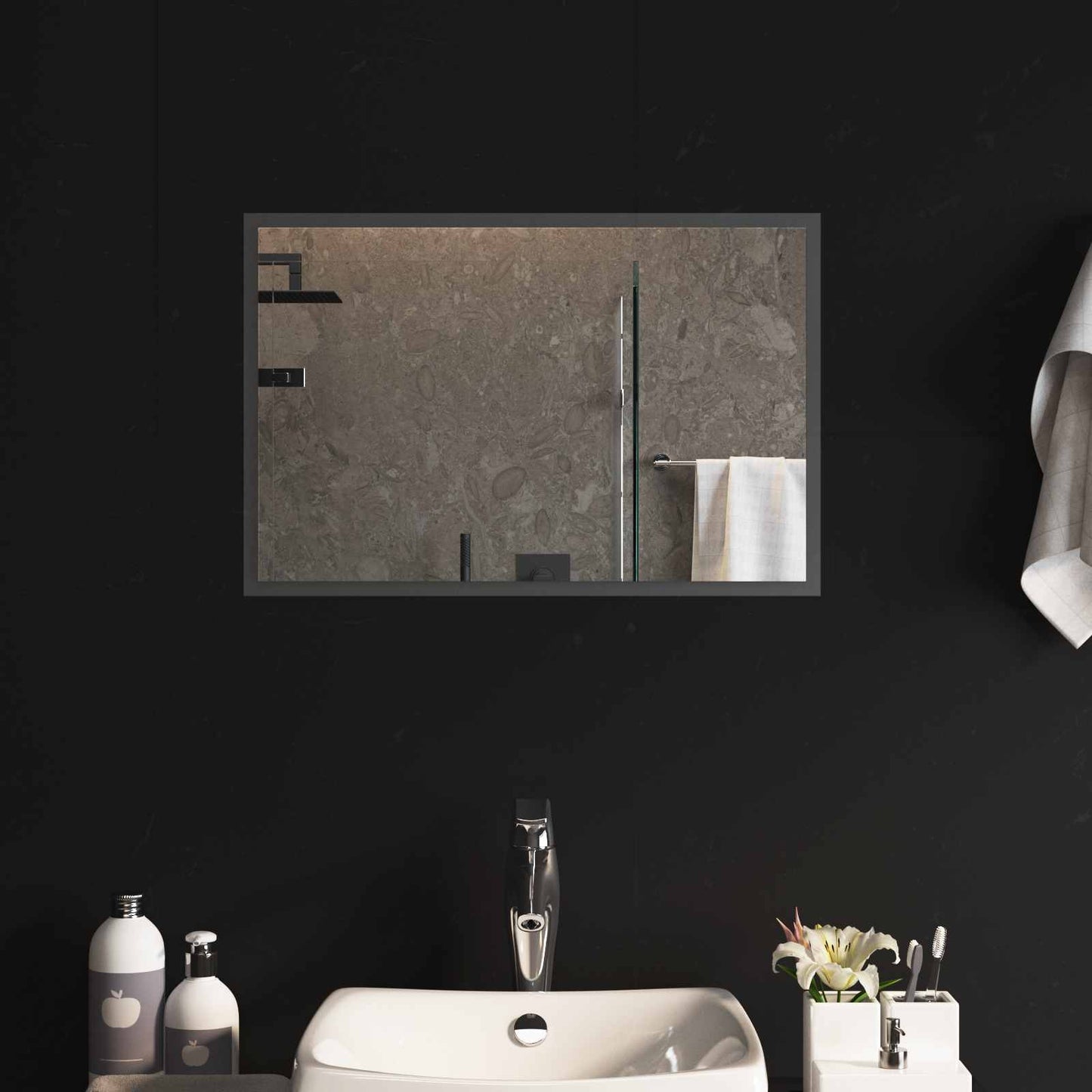 LED Bathroom Mirror Transparent 60 x 40 cm Tempered Glass