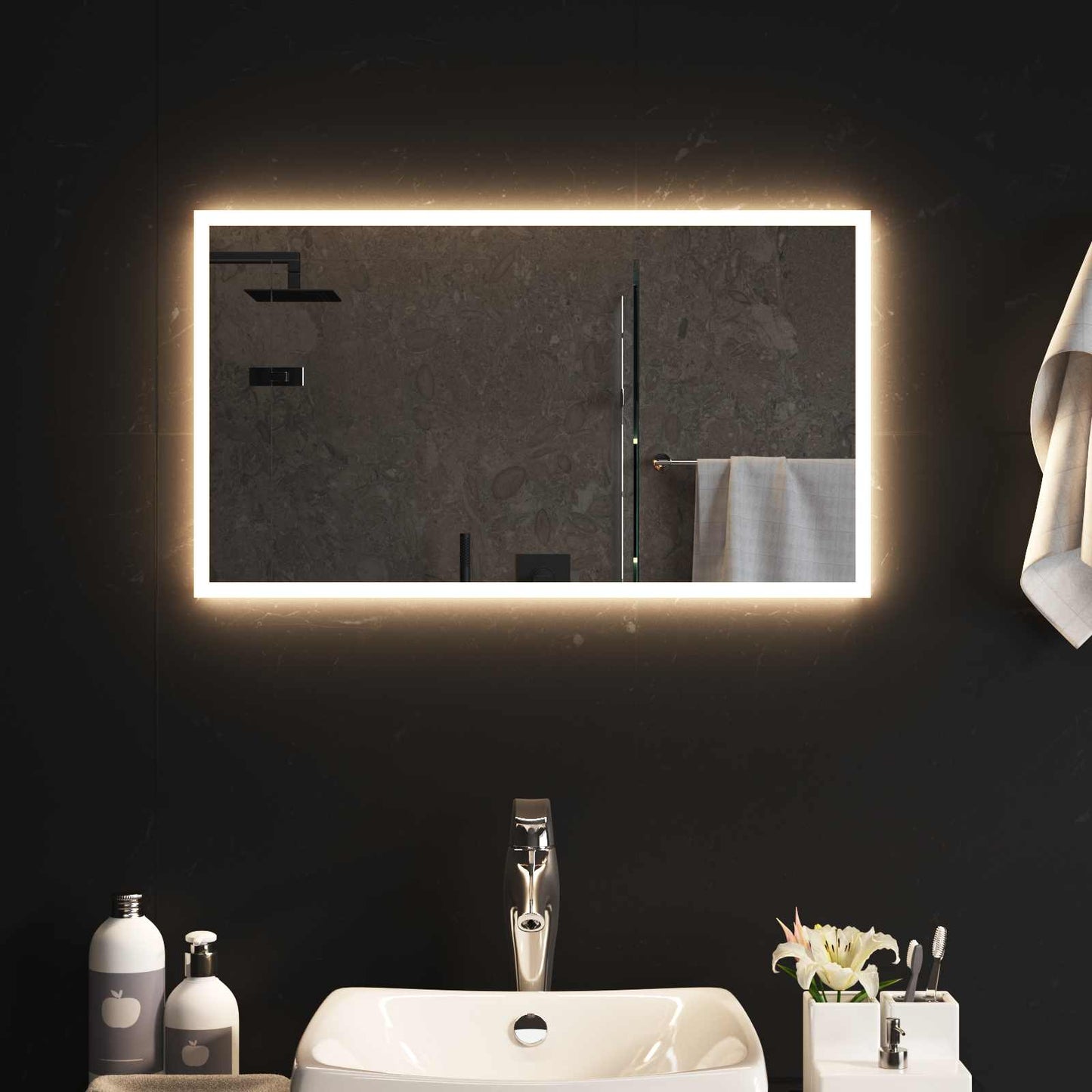 LED Bathroom Mirror Transparent 70 x 40 cm Tempered Glass