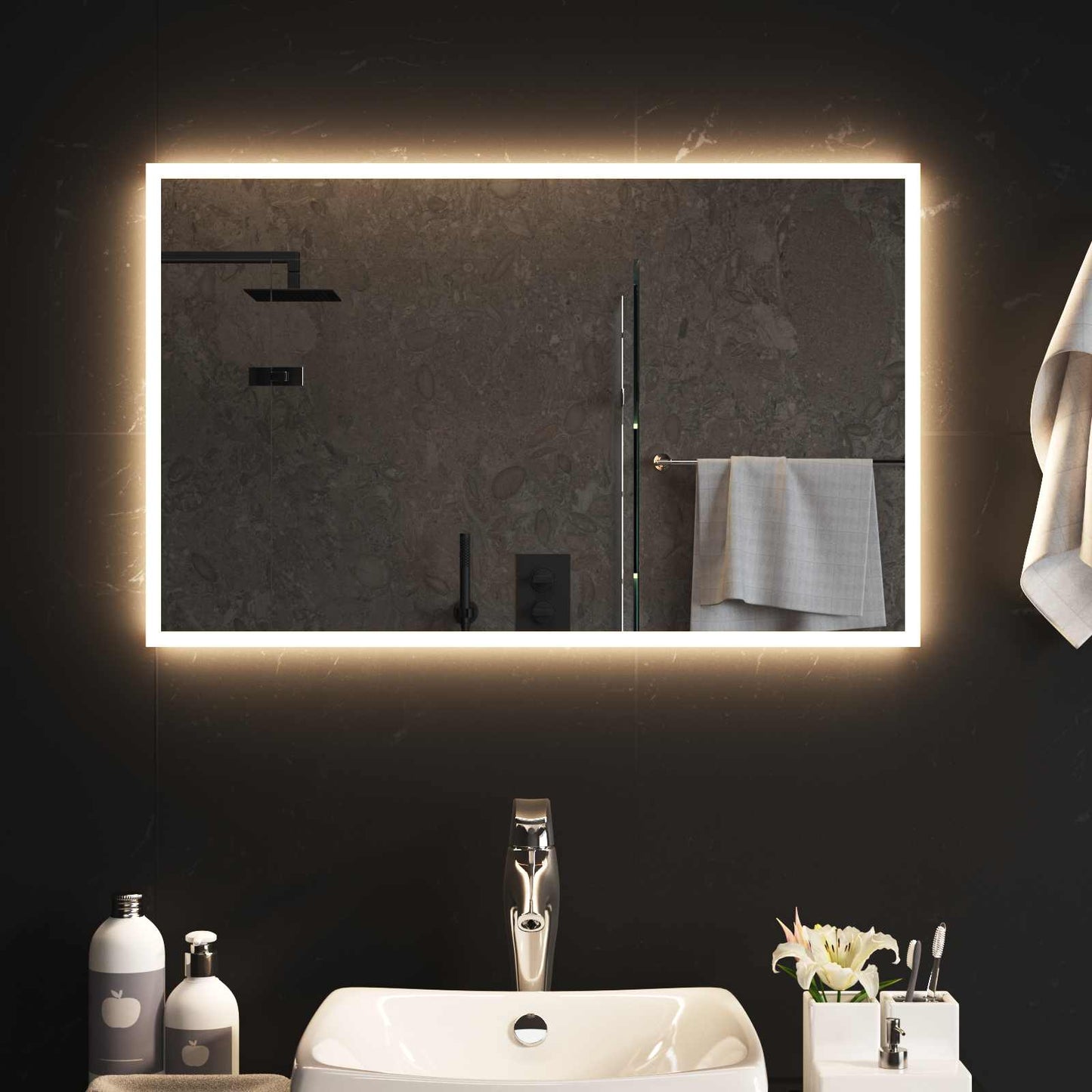 LED Bathroom Mirror Transparent 80 x 50 cm Tempered Glass