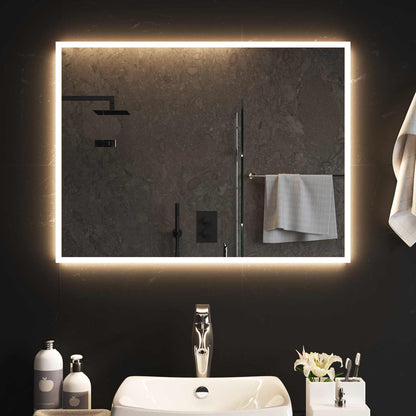 LED Bathroom Mirror Transparent 80 x 60 cm Tempered Glass